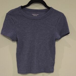 American Eagle Hey Baby Ribbed Tee In Blue Size Small
